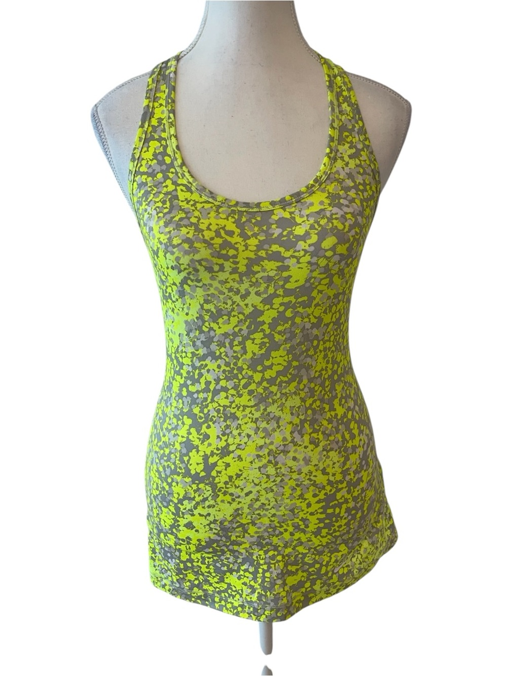 Nike Neon Yellow & Grey Print Dri-Fit Racerback Tank Size Small